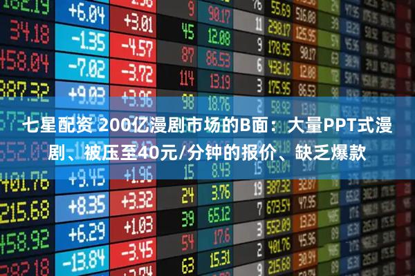 七星配资 200亿漫剧市场的B面：大量PPT式漫剧、被压至40元/分钟的报价、缺乏爆款